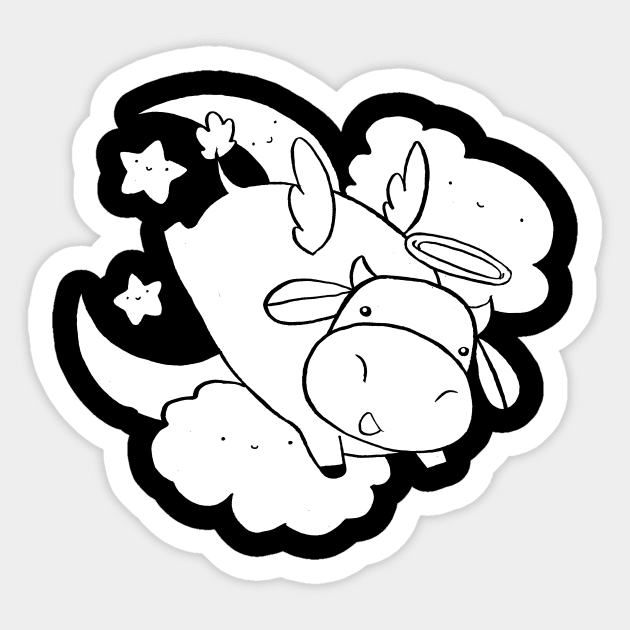 Angel Cow - White Color Sticker by saradaboru